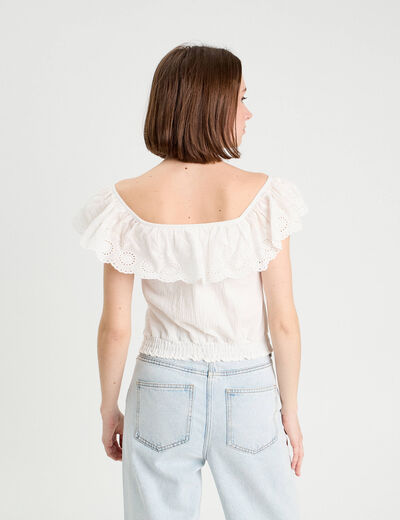 Top sans manches ecru femme