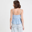 Top ajusté cropped col v bretelles bleu ciel femme