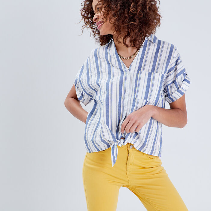 Blouse manches courtes blanc femme
