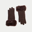 Gants fausse fourrure marron fonc&eacute; femme