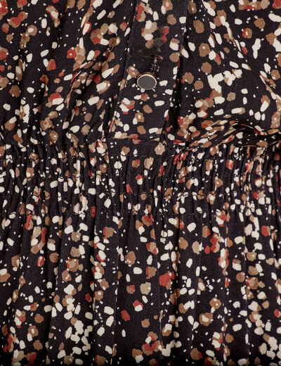 Robe évasée détails dentelle noir femme