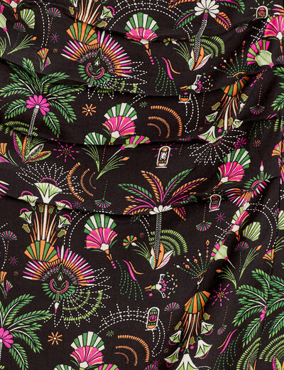 Jupe droite fendue noir femme