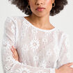 T-shirt ajouré effet crochet blanc femme