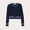 Gilet manches longues ajust&eacute; bleu marine femme