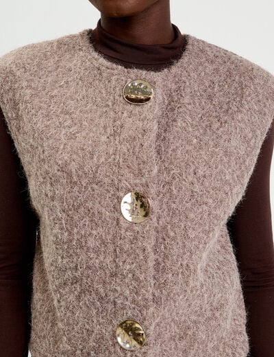 Gilet sans manches effet polaire taupe femme