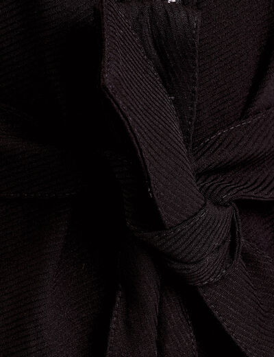 Robe droite zippée ceinturée noir femme