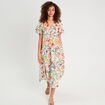 Robe longue évasée col twisté blanc femme