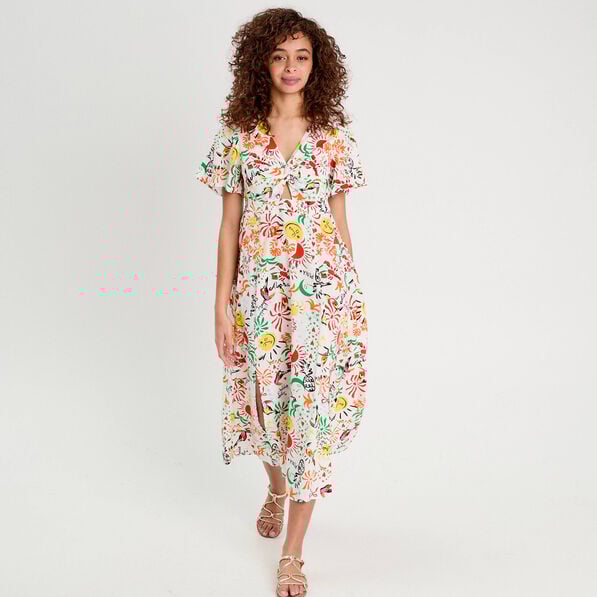 robe longue evasee col twiste blanc femme Robe longue évasée col twisté blanc femme