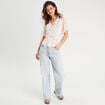 Chemise manches volants rose poudrée femme