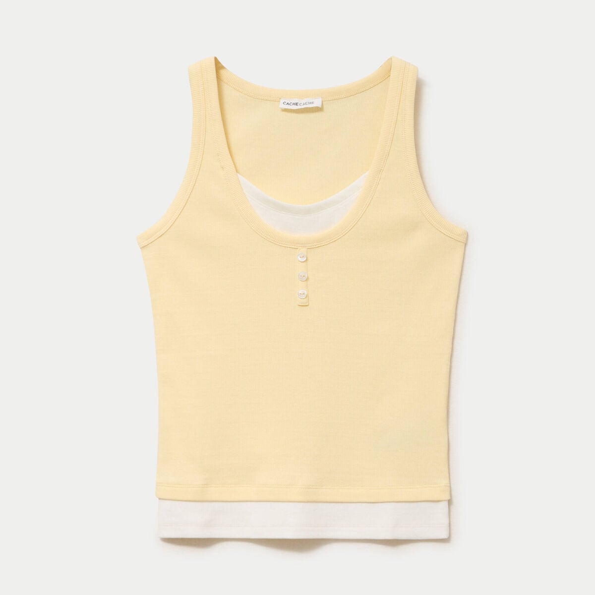 D&eacute;bardeur ajust&eacute; col rond jaune pastel femme