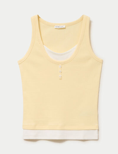 D&eacute;bardeur ajust&eacute; col rond jaune pastel femme
