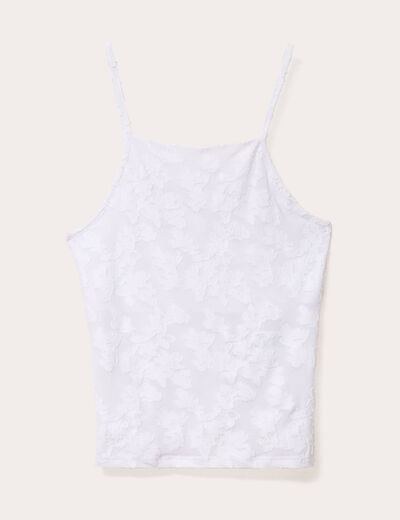 Débardeur ajusté cropped col montant blanc femme