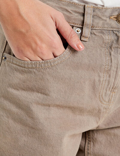 Jeans droit 5 poches marron cognac femme