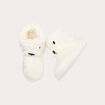 Chaussons bottes fausse fourrure ecru femme