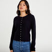 Gilet ajour&eacute; manches longues bleu marine femme