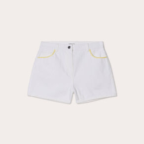 short droit brode en jean blanc femme Short droit brodé en jean blanc femme