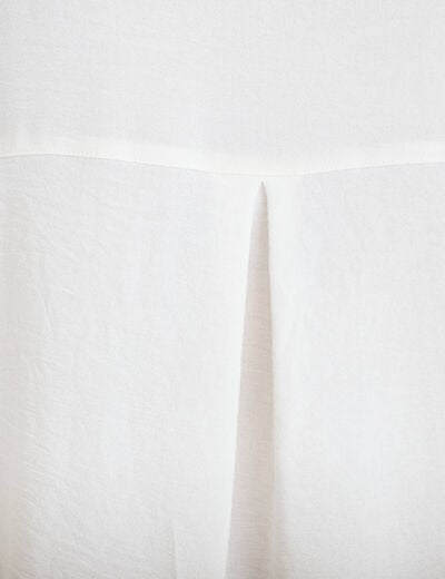 Chemise ample pliss&eacute;e manches longues ecru femme