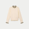 Pull col chemise manches longues sable femme