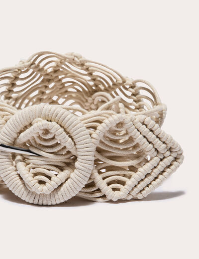 Ceinture large effet macramé ecru femme