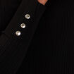 Pull col roulé côtelé noir femme