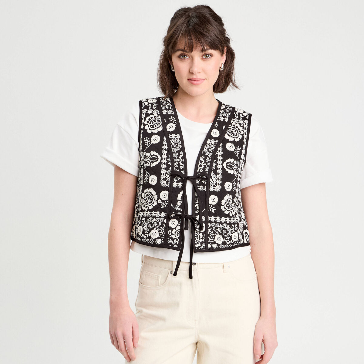 Gilet sans manches matelassé noir femme