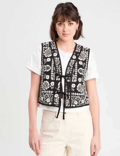 Gilet sans manches matelassé noir femme