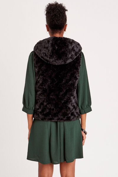 Veste droite à capuche noir femme