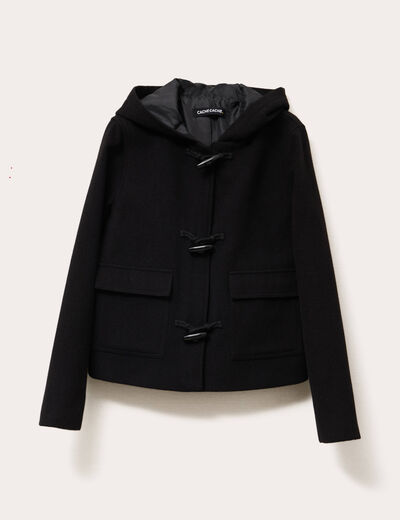 Manteau style dufflecoat noir femme