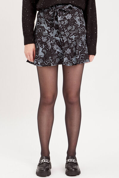 Jupe trapèze fluide noir femme