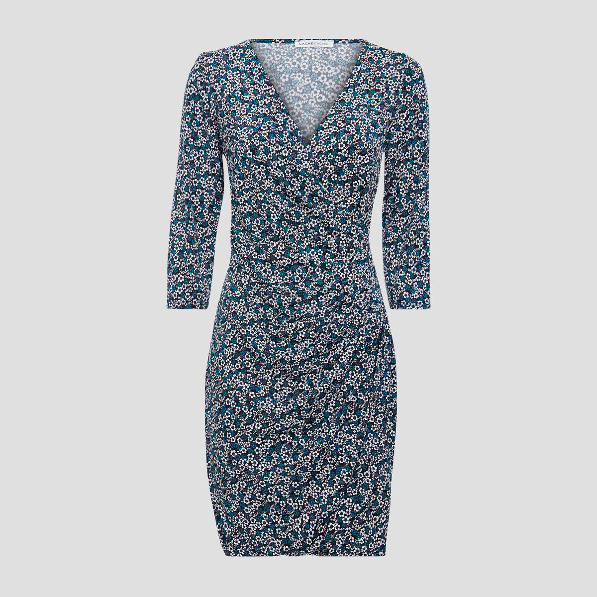 Robe moulante manches 3/4 noir femme
