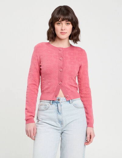 Gilet manches longues vieux rose femme