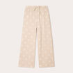 Pantalon large brodé taupe femme