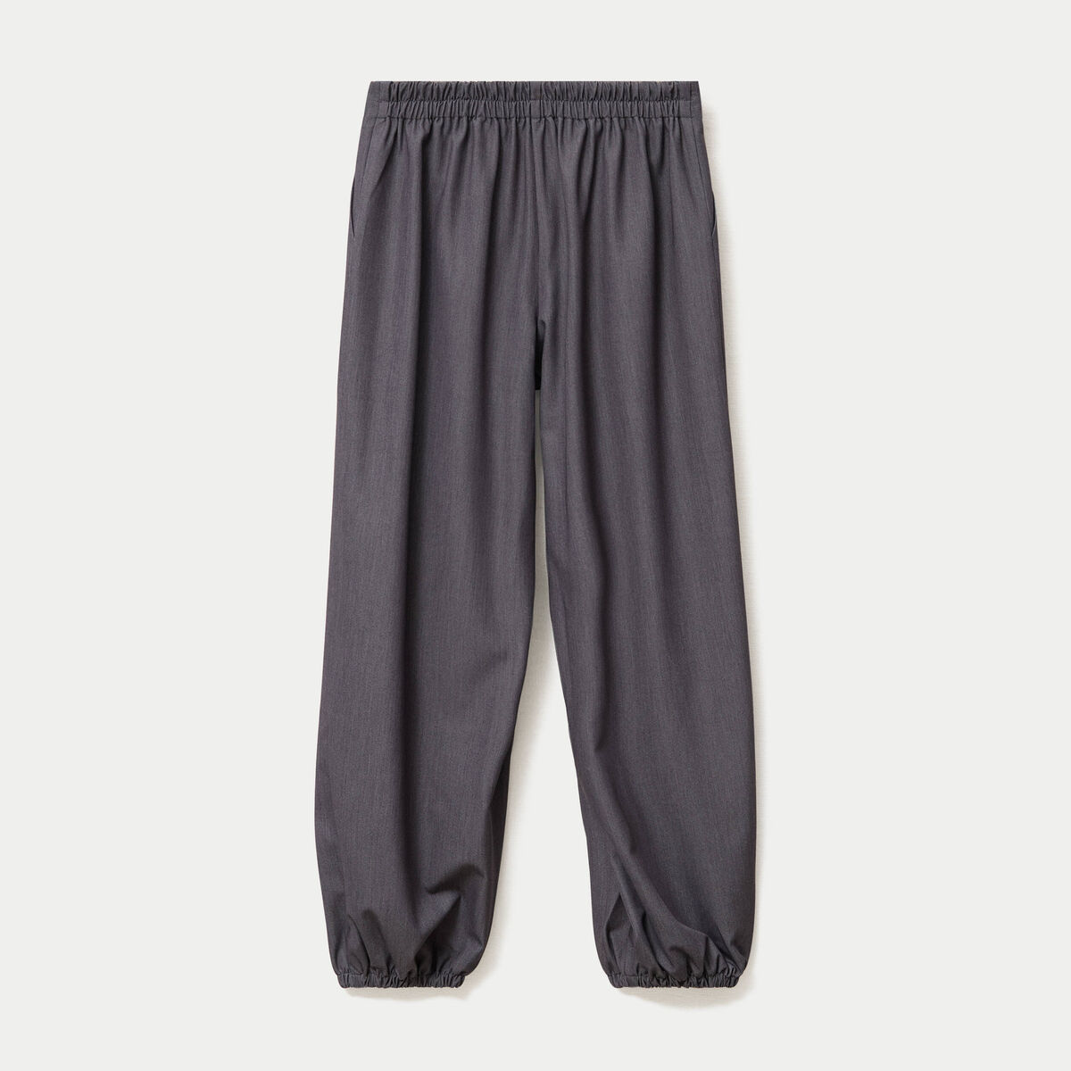 Pantalon city taille basse effet boule gris fonc&eacute; femme