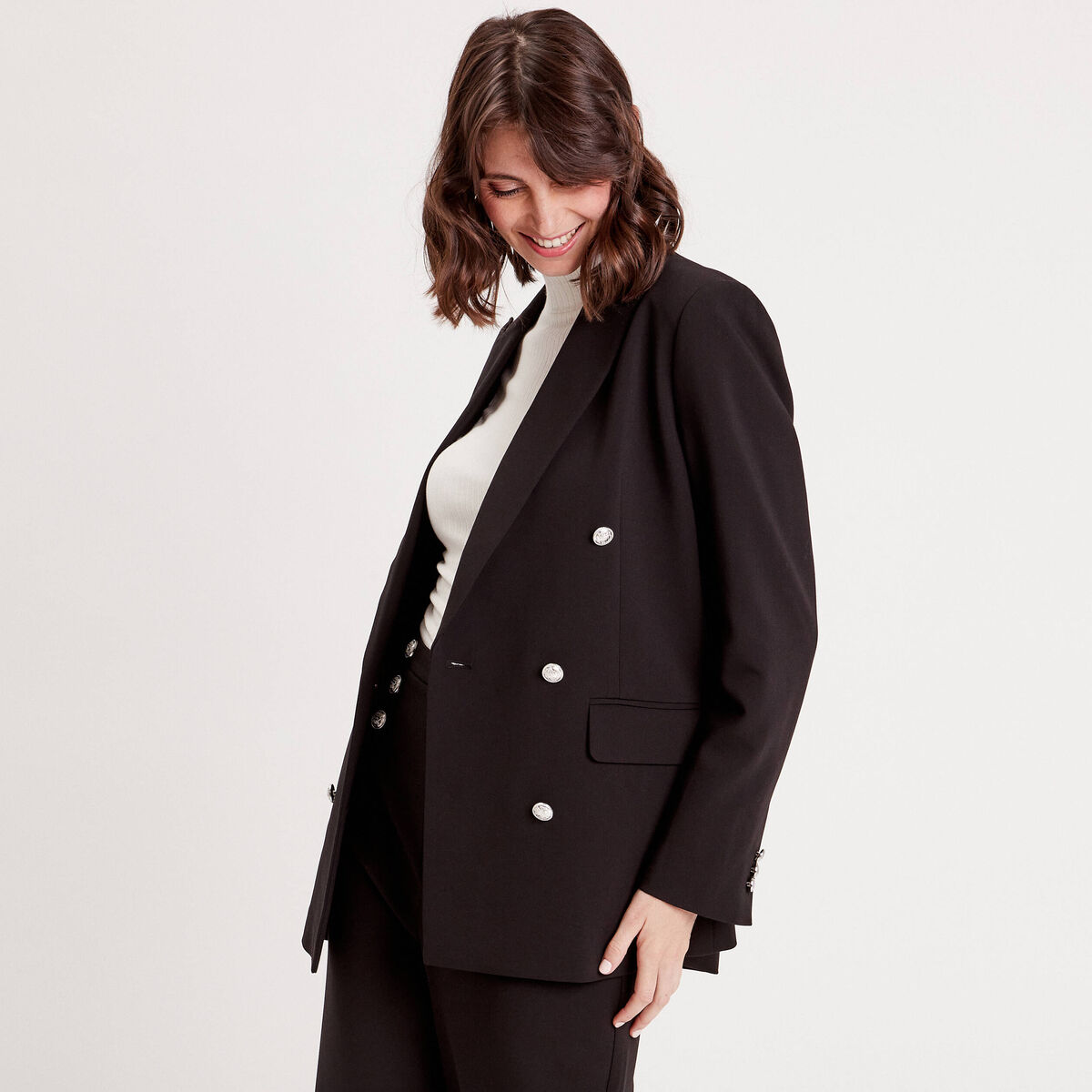 Veste blazer ajustée noir femme