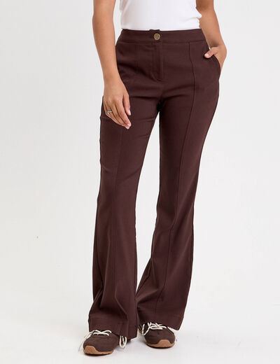 Pantalon bootcut stretch marron foncé femme
