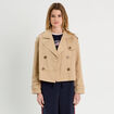 Trench court boutonn&eacute; sable femme
