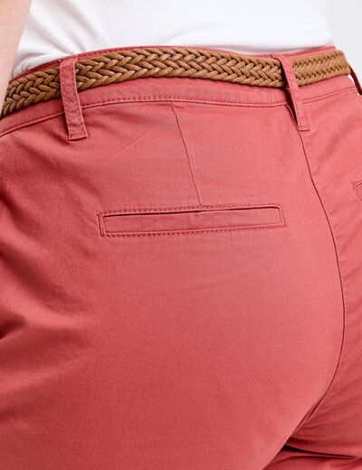 Pantalon chino 7/8ème vieux rose femme