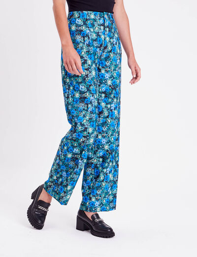 Pantalon city jambes larges vert femme