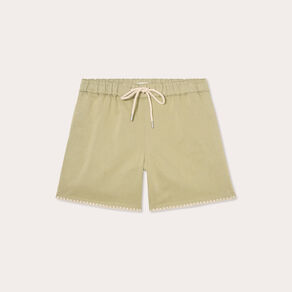 Short droit détails brodés vert kaki femme