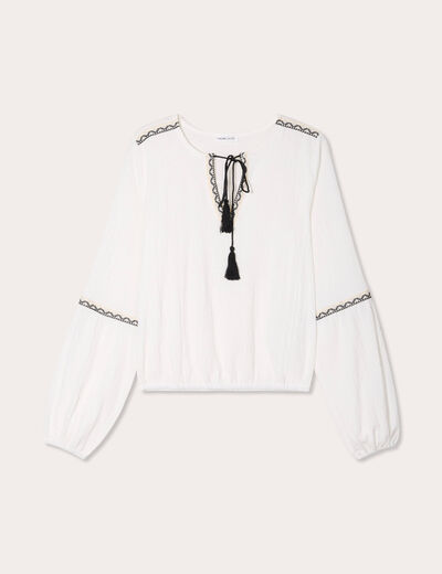 Blouse manches longues ecru femme
