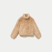 Veste cropped ajustable manches longues beige femme