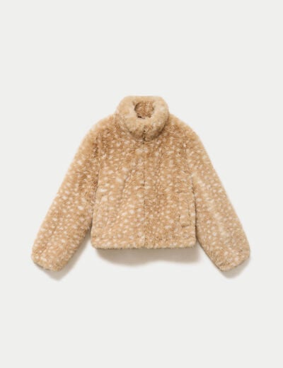 Veste cropped ajustable manches longues beige femme