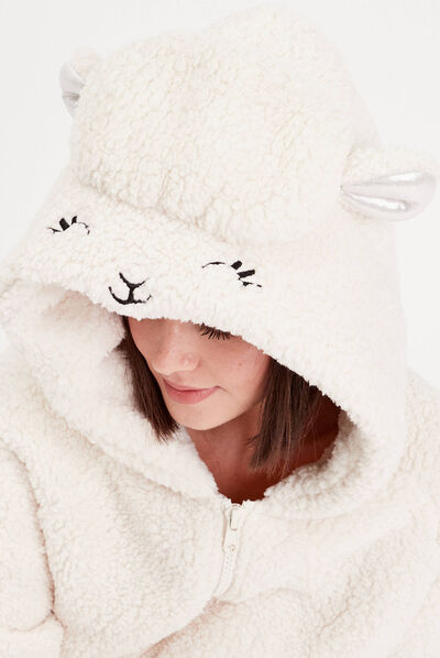 Sweat à capuche ecru femme