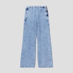 Jeans large zippé denim bleach femme