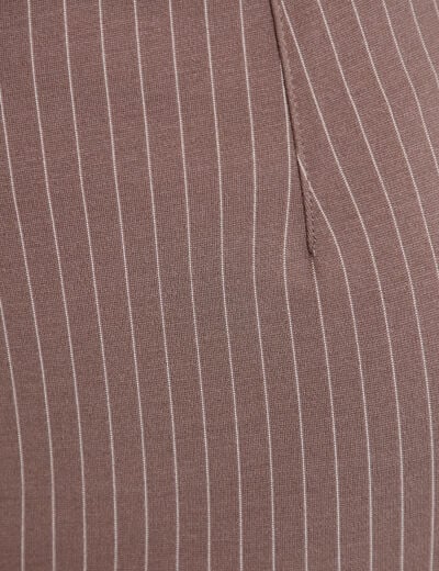 Pantalon large taille haute taupe femme