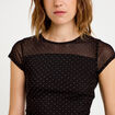 Top ajust&eacute; col rond manches courtes noir femme