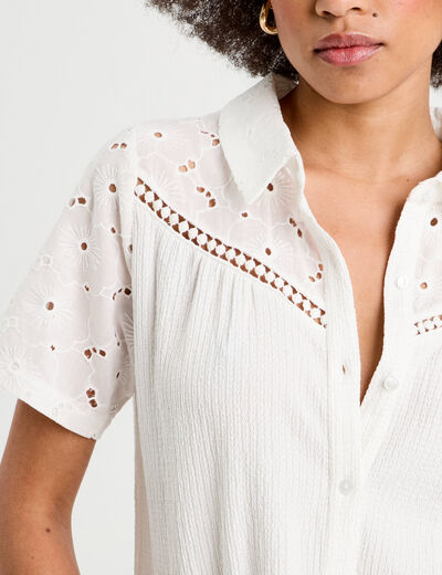 Chemise broderie anglaise ecru femme