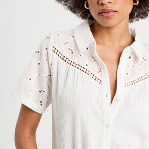 chemise broderie anglaise ecru femme Chemise broderie anglaise ecru femme