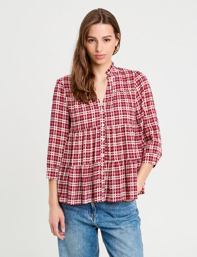 Blouse manches 3/4 bordeaux femme