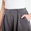 Pantalon large taille haute gris fonc&eacute; femme